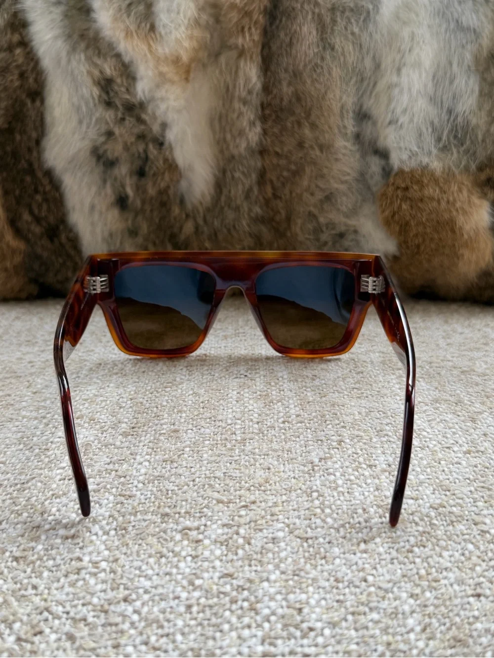 Celine Tortoiseshell Brown Rectangular Sunglasses